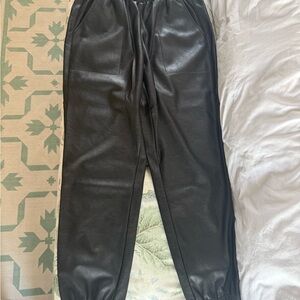 LNA Black Faux Leather Joggers